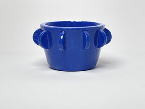 Hand built ceramic vessel blue