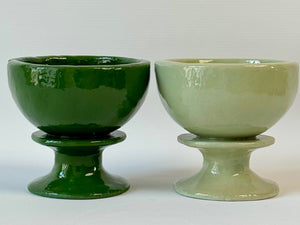 handmade ceramic bowls dark green mint