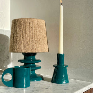 handmade ceramics lamp coffee candle holder petrol